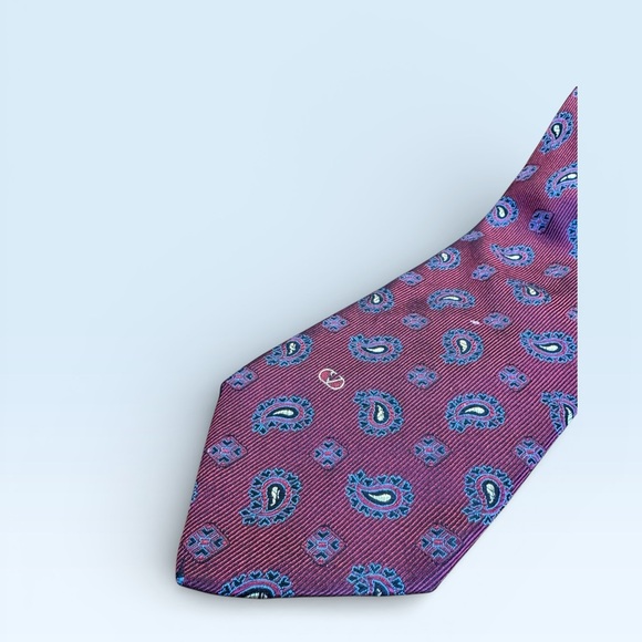 Valentino Silk Tie Burgandy and Navy - Picture 2 of 3